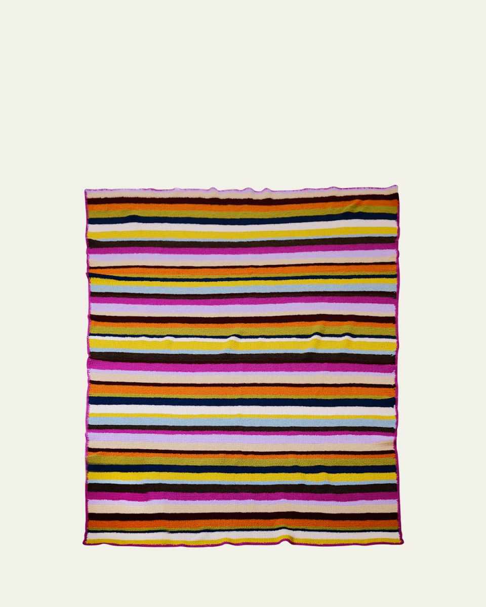 Busy Striped Crocheted Cashmere Blanket